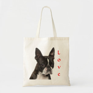 Love Boston Terrier Puppy Dog Canvas Beach Totebag Tote Bag