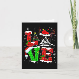 Love Boston Terrier Santa Hat Christmas Pet Dog Lo Card