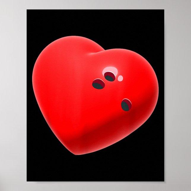 Love Bowling Ball Hearts Bowling Lover Valentine's Poster (Front)