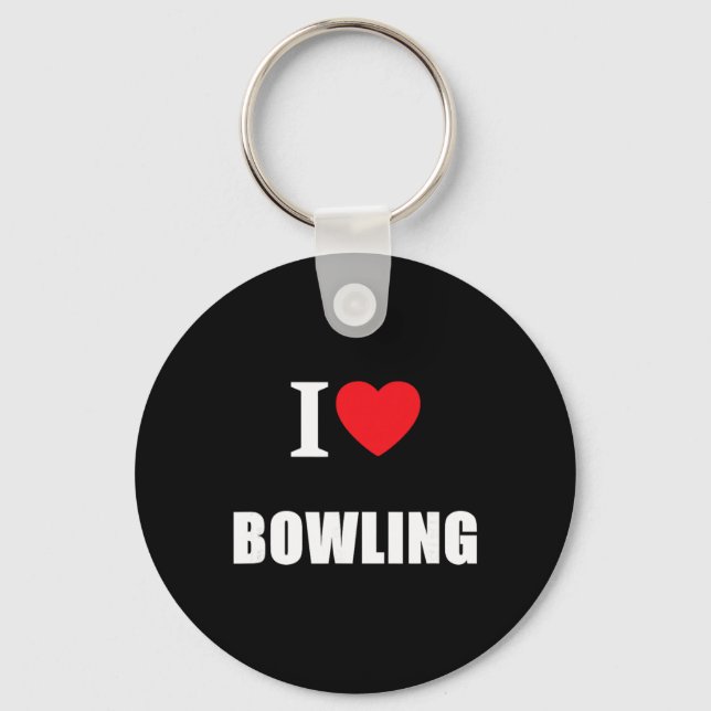 Love Bowling Bowler Crown Flat Cricket Ten Pin  Key Ring (Front)