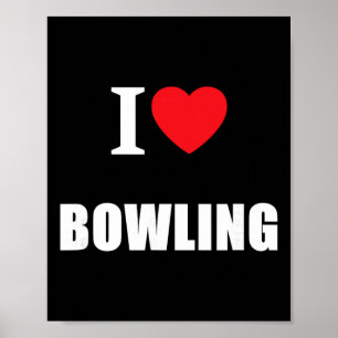 Love Bowling Bowler Crown Flat Cricket Ten Pin Poster
