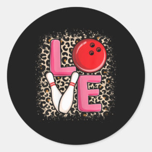Love Bowling Cute Bowling Women Girls Bowler  Classic Round Sticker