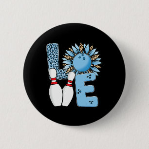 Love Bowling Leopard Sunflower For Valentine's Day 6 Cm Round Badge
