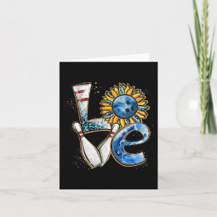 Love Bowling Retro Leopard Sunflower Valentine's D Card