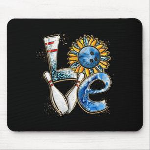 Love Bowling Retro Leopard Sunflower Valentine's D Mouse Pad