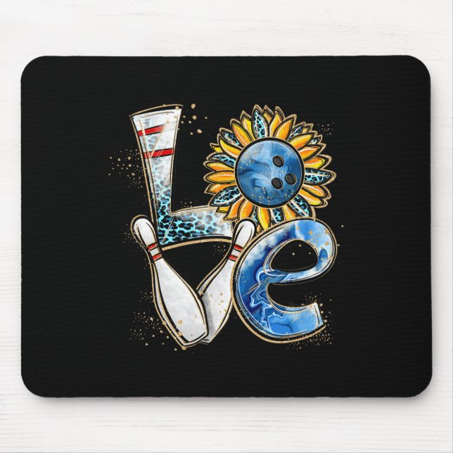 Love Bowling Retro Leopard Sunflower Valentine's D Mouse Pad (Front)