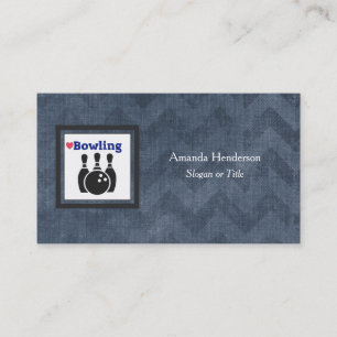 Love Bowling Silhouette WIth Bowling Pins and Ball Business Card