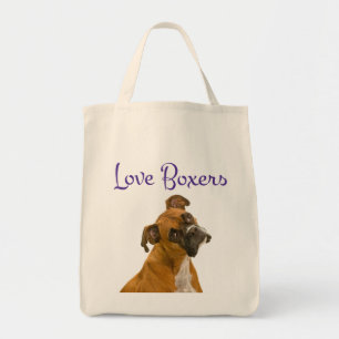 Love Boxer Puppy Dog Canvas Tote Bag
