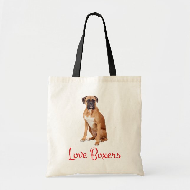 Love Boxer Puppy Dog Canvas Tote Bag (Front)