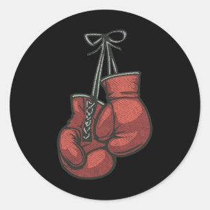 Love Boxing Gloves Retro Vintage Red Boxer Gift Mm Classic Round Sticker