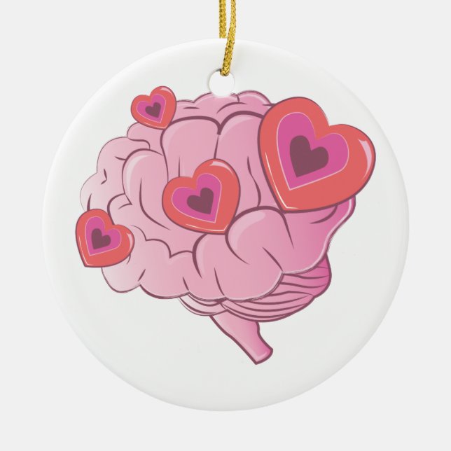 Love Brain Ceramic Ornament (Front)