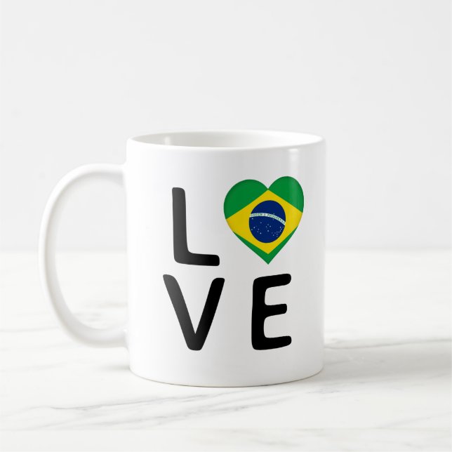 Love - Brazil Flag Coffee Mug (Left)