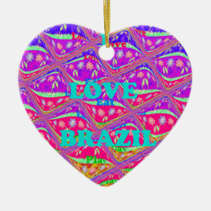 Love Brazil.png Ceramic Ornament