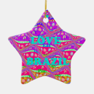 Love Brazil.png Ceramic Ornament