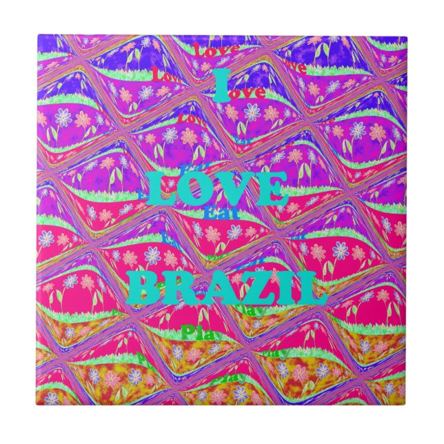 Love  Brazil.png Ceramic Tile (Front)