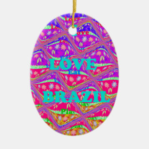 Love Brazil.png Ceramic Tree Decoration