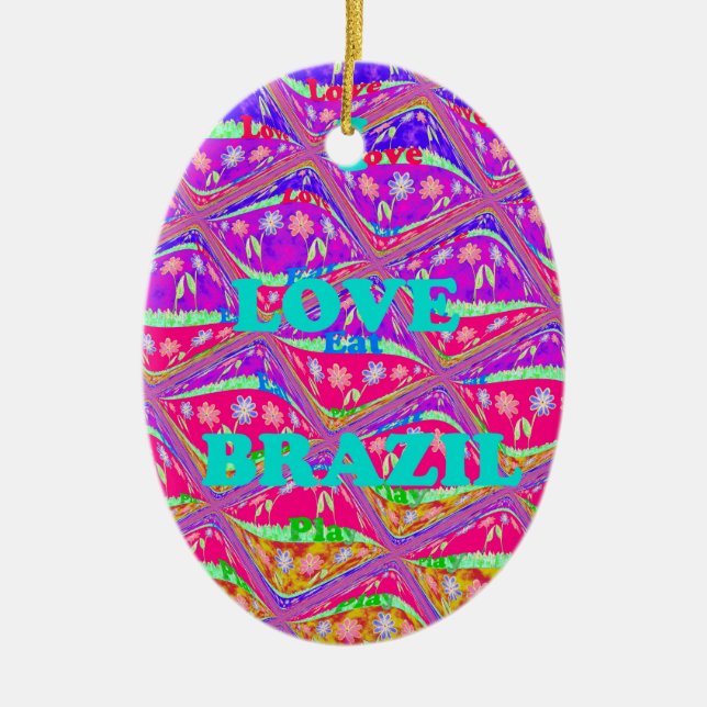 Love  Brazil.png Ceramic Tree Decoration (Front)