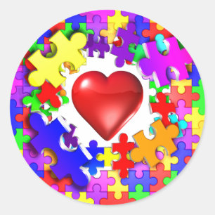 Love Breaks Thru Autism Classic Round Sticker