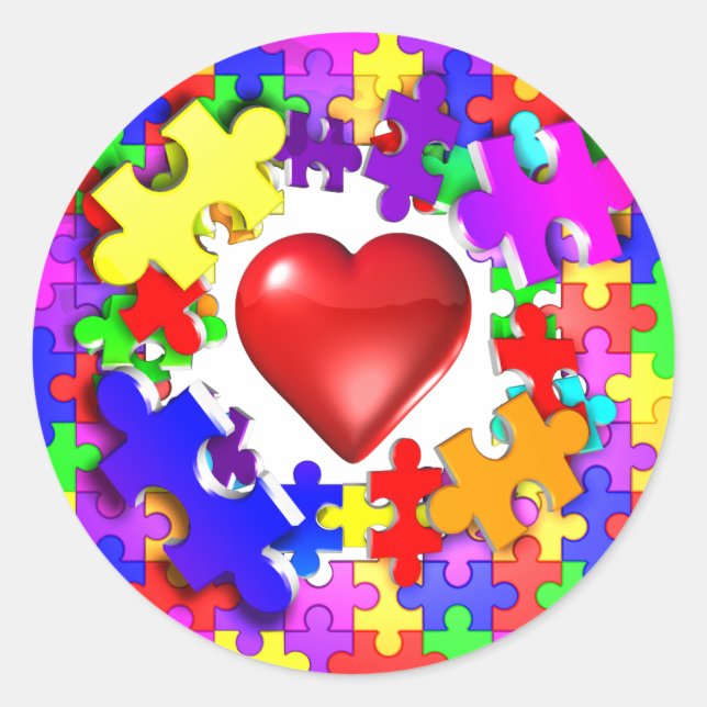Love Breaks Thru Autism Classic Round Sticker (Front)