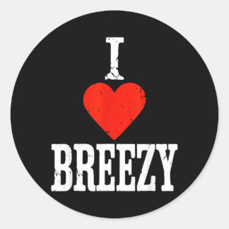Love Breezy Heart Retro Personalised First Name Classic Round Sticker