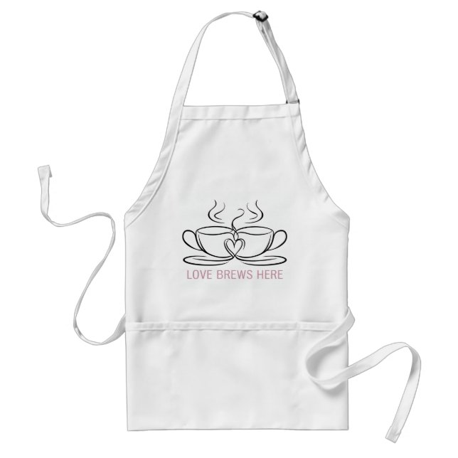 Love Brews Here Apron – Heartwarming Kitchen Wear (Front)
