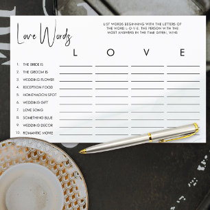 Love Bridal Shower Word Game Soft Green Wash