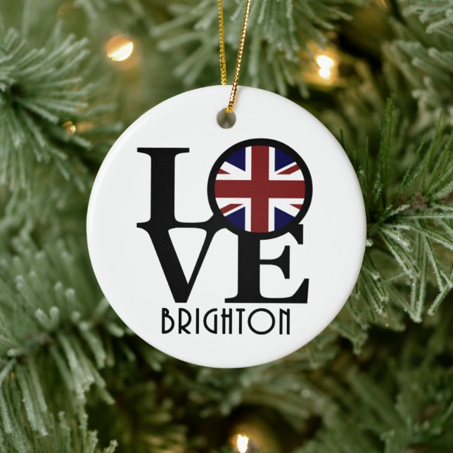LOVE Brighton England Ceramic Ornament (Tree)
