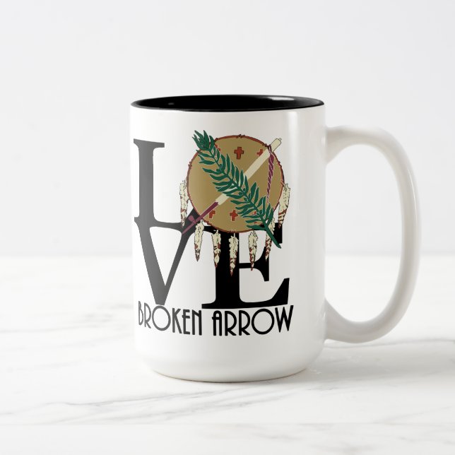 LOVE Broken Arrow Oklahoma 15oz Two-Tone Coffee Mug (Right)