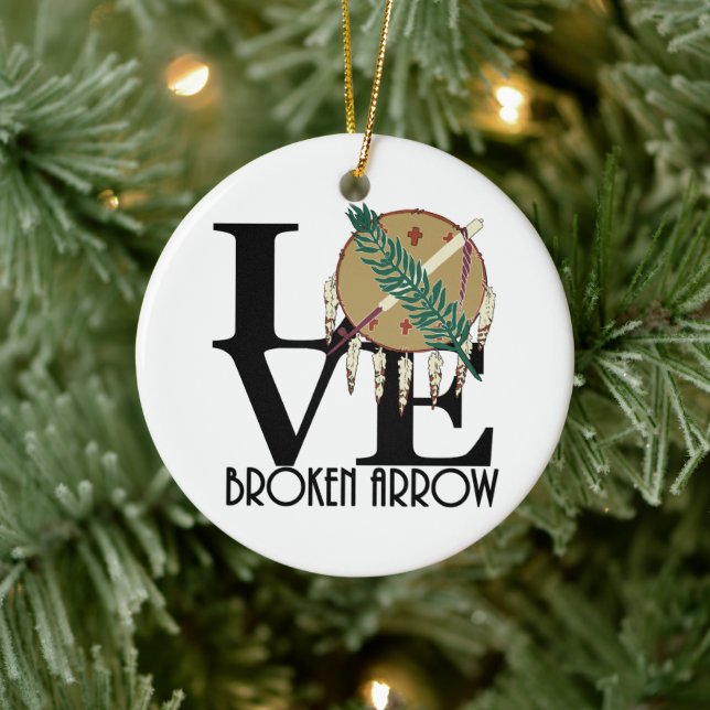 LOVE Broken Arrow Oklahoma Ceramic Ornament (Tree)