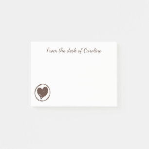 Love Brown Heart - Wedding Bridal Shower Post-it Notes