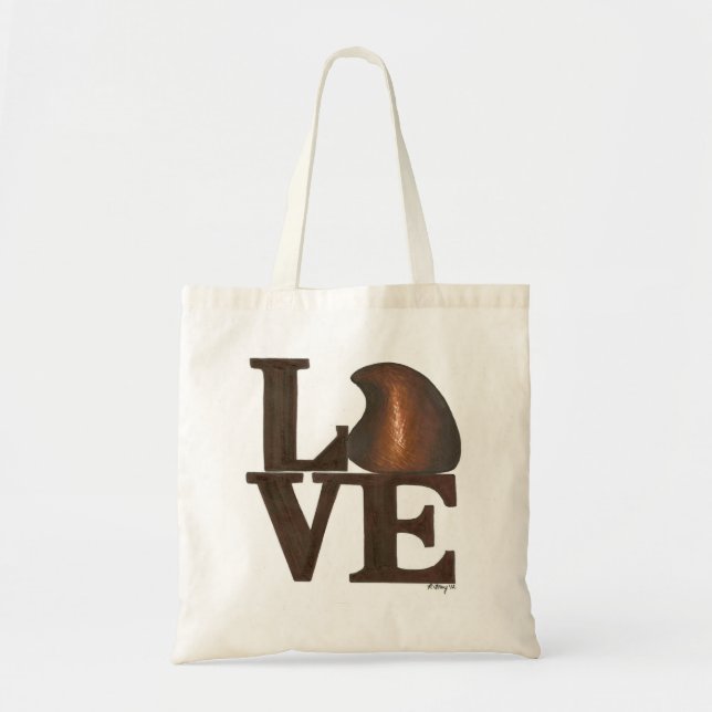 LOVE Brown Milk Chocolate Drop Valentine's Day Tote Bag (Front)