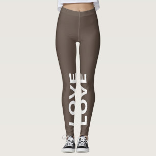 Love Brown Monochrome Classic Text Leggings
