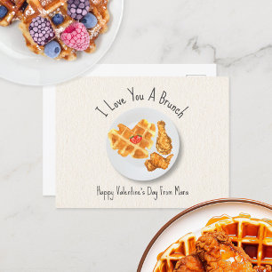 Love Brunch Chicken & Waffle Valentine Postcard