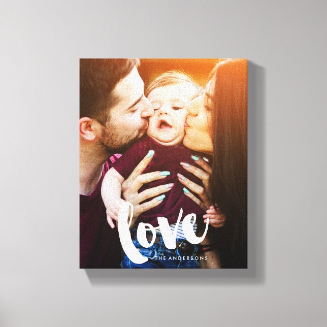 "Love" Brush Script Photo Canvas Print (Front)