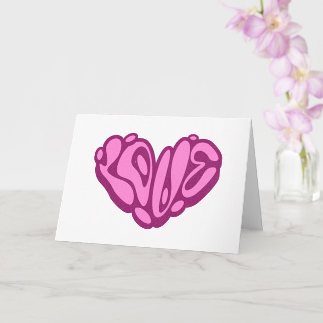 Love Bubble Pink Heart  Card (Orchid)