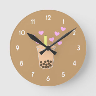 Love Bubble Tea Round Clock