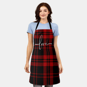 Love Buffalo Check Tartan Red and Black Pattern Apron