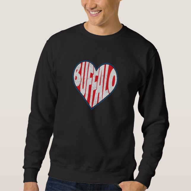 LOVE BUFFALO NY New York 716 retro heart city Buff Sweatshirt (Front)
