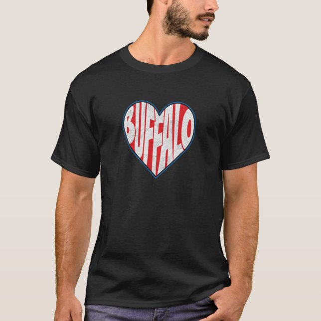 LOVE BUFFALO NY New York 716 retro heart city Buff T-Shirt (Front)