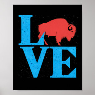 Love Buffalo Wild American Bison Lover Gifts Valen Poster