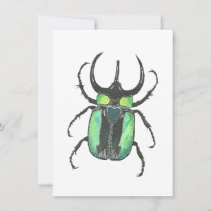 Love Bug Atlas Beetle Watercolor Valentine Card