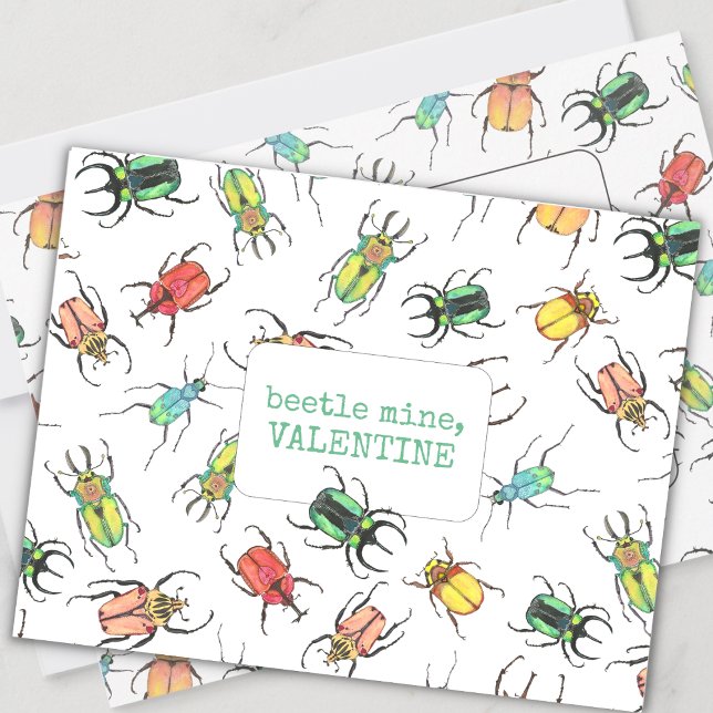 Love Bug Beetle Mine Valentine Holiday Card (Creator Uploaded)
