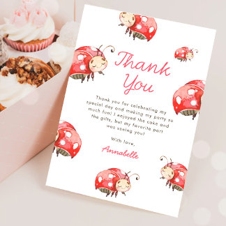 Love Bug Birthday Party Thank You Card