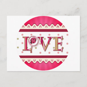 LOVE BUG BUBBLE, DOTS & STRIPES by SHARON SHARPE Postcard
