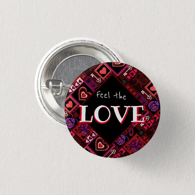 Love Bug & Cute Hearts Pattern 3 Cm Round Badge (Front & Back)