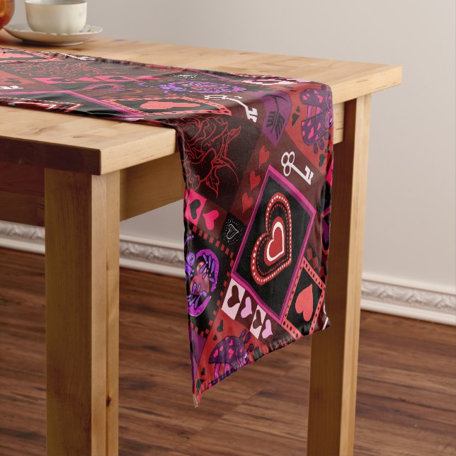 Love Bug & Cute Hearts Pattern Short Table Runner (In Situ)