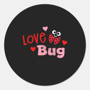 Love Bug Cute Lady Bug Vintage Kids Valentines  Classic Round Sticker