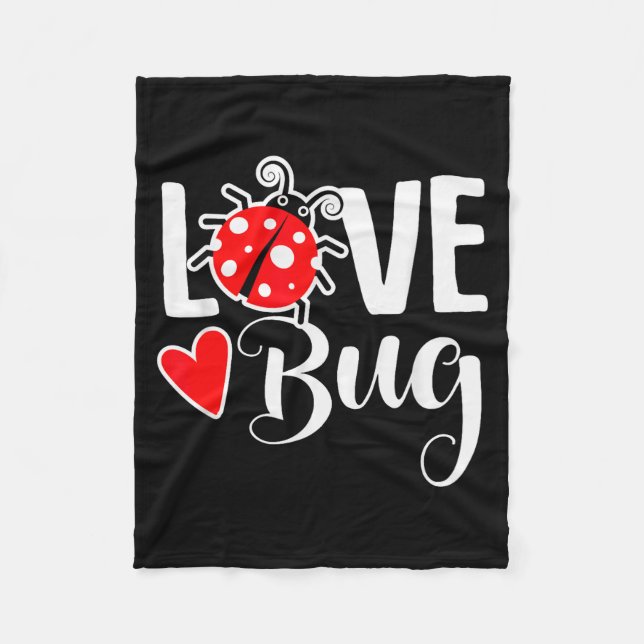 Love Bug Cute Valentines Day Party Ladybug  Fleece Blanket (Front)