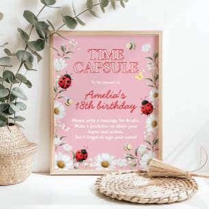 Love Bug Daisy Birthday Party Time Capsule Sign