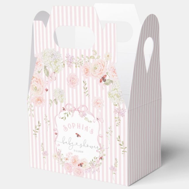 Love Bug Diaper Raffle Bow Wildflower Baby Shower Favour Box (Open)